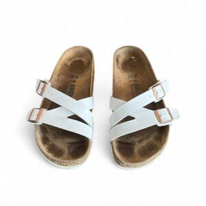 White Leather Birkenstock Sandals